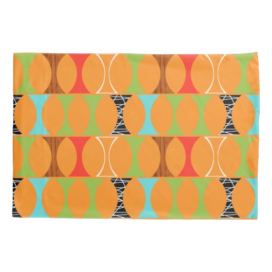 Mid Century Modern Oranje Pattern Pillowcase Kussensloop (Achterkant)