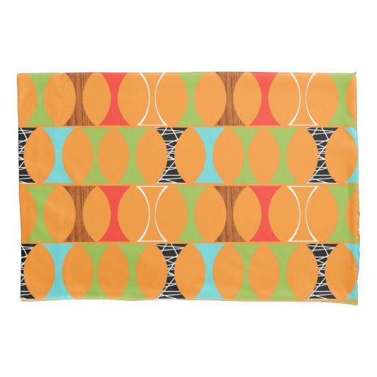 Mid Century Modern Oranje Pattern Pillowcase Kussensloop (Voorkant)