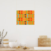 Mid Century Modern Oranje Pattern Poster (Keuken)
