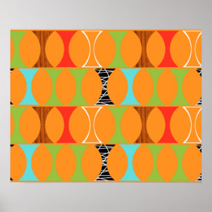 Mid Century Modern Oranje Pattern Poster