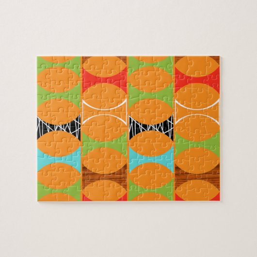 Mid Century Modern Oranje Pattern Puzzle Legpuzzel (Horizontaal)