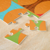 Mid Century Modern Oranje Pattern Puzzle Legpuzzel (Zijkant)
