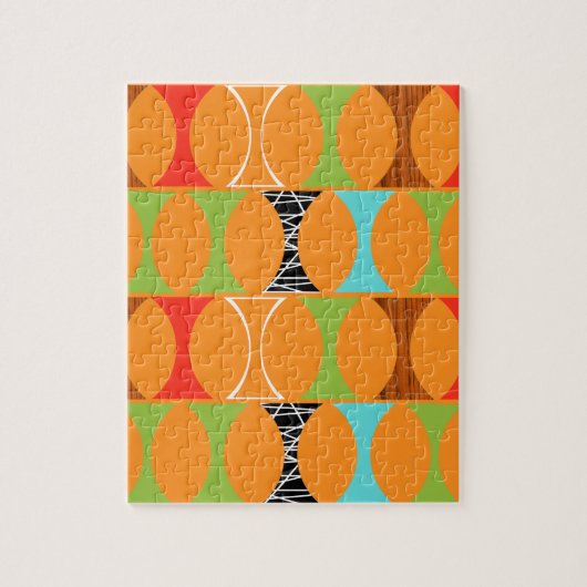 Mid Century Modern Oranje Pattern Puzzle Legpuzzel (Verticaal)