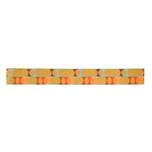 Mid Century Modern Oranje Pattern Ribbon Satijnen Lint (Voorkant)