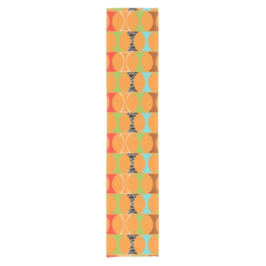 Mid Century Modern Oranje Pattern Table Runner Korte Tafelloper (Voorkant)