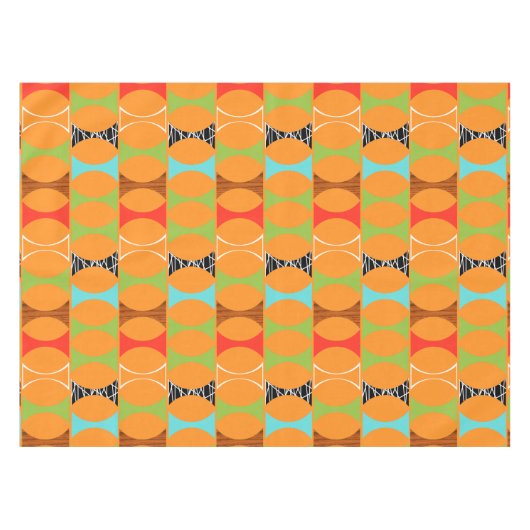 Mid Century Modern Oranje Pattern Tablecloth Tafelkleed (Voorkant (Horizontaal))