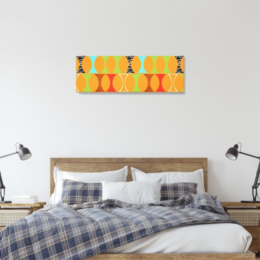 Mid Century Modern Oranje Pattern Wrapped Canvas (Insitu (Slaapkamer))