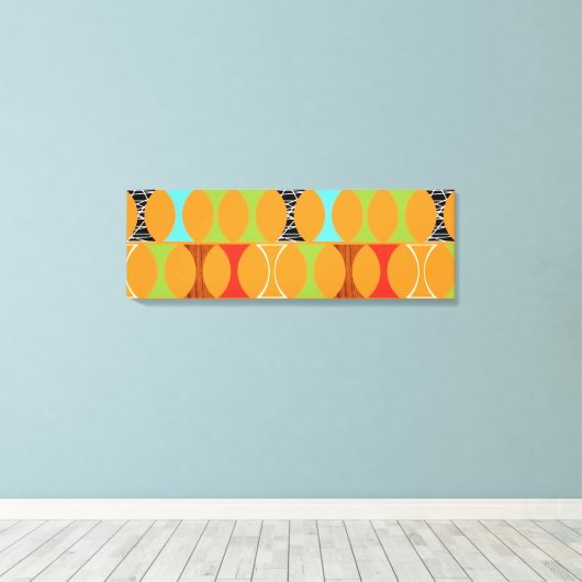 Mid Century Modern Oranje Pattern Wrapped Canvas Afdruk (Insitu (Houten vloer))