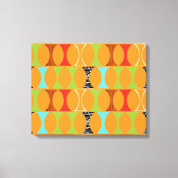 Mid Century Modern Oranje Pattern Wrapped Canvas
