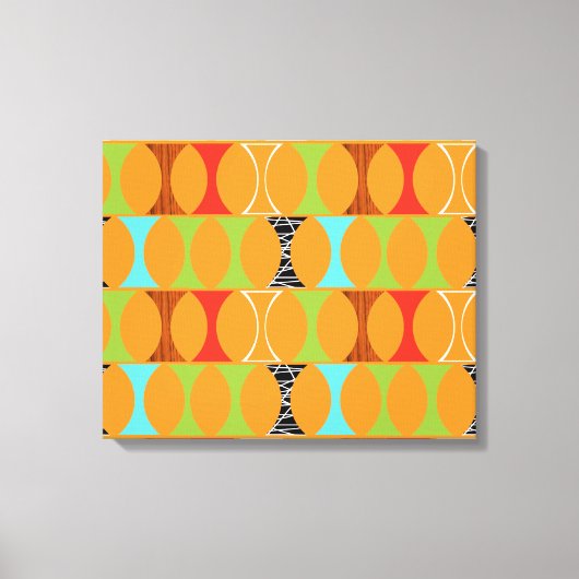 Mid Century Modern Oranje Pattern Wrapped Canvas Afdruk (Voorkant)