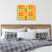 Mid Century Modern Oranje Pattern Wrapped Canvas Afdruk (Insitu (Slaapkamer))