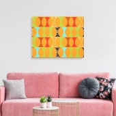 Mid Century Modern Oranje Pattern Wrapped Canvas Afdruk (Insitu (Woonkamer))