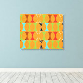 Mid Century Modern Oranje Pattern Wrapped Canvas Afdruk (Insitu (Houten vloer))