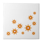Mid-Century modern Oranje Starburst Design Tegeltje (Voorkant)