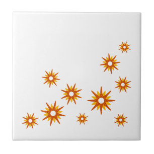 Mid-Century modern Oranje Starburst Design Tegeltje