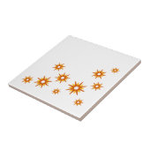 Mid-Century modern Oranje Starburst Design Tegeltje (Zijkant)