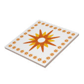 Mid-Century modern Oranje Starburst Design Tegeltje (Zijkant)