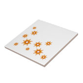 Mid-Century modern Oranje Starburst Design Tegeltje (Zijkant)