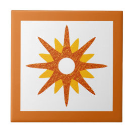 Mid-Century modern Oranje Starburst Design Tegeltje