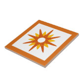 Mid-Century modern Oranje Starburst Design Tegeltje (Zijkant)