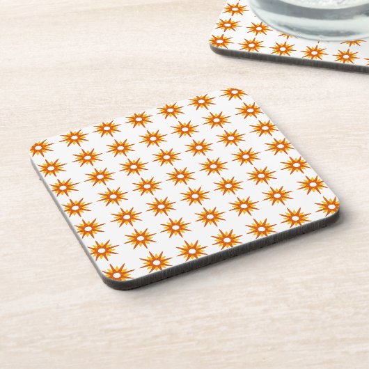 Mid-Century Modern Oranje Starburst Pattern Bier Onderzetter (Linkerzijde)