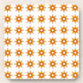 Mid-Century Modern Oranje Starburst Pattern Bier Onderzetter (Voorkant)