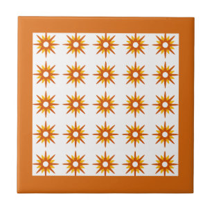 Mid-Century Modern Oranje Starburst Pattern Tegeltje