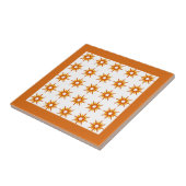 Mid-Century Modern Oranje Starburst Pattern Tegeltje (Zijkant)