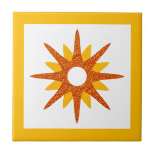 Mid-Century Modern Oranje Starburst Tegeltje