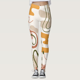 Mid Century Modern Organische Vormen Mat Crème Lij Leggings