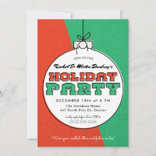 Mid Century Modern Ornament Holiday Party Kaart