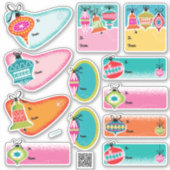 Mid-Century Modern Ornamenten Kerstcadeau-etikette Sticker (Voorkant)