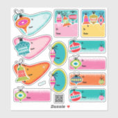 Mid-Century Modern Ornamenten Kerstcadeau-etikette Sticker (Vel)