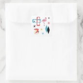 Mid Century Modern Oval Starburst Flamingo Pattern Vierkante Sticker (Tas)