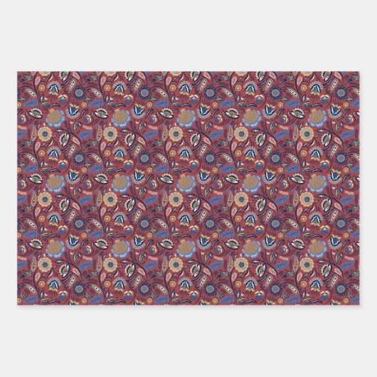 Mid Century Modern Paisley Pattern Inpakpapier Vel (Voorkant 2)