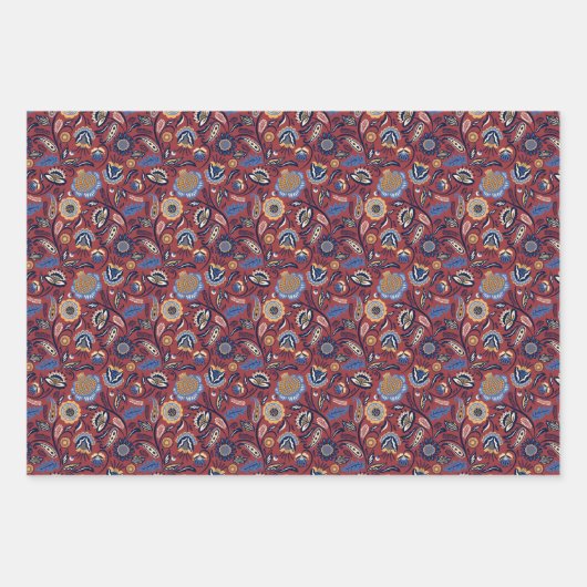 Mid Century Modern Paisley Pattern Inpakpapier Vel (Voorkant)
