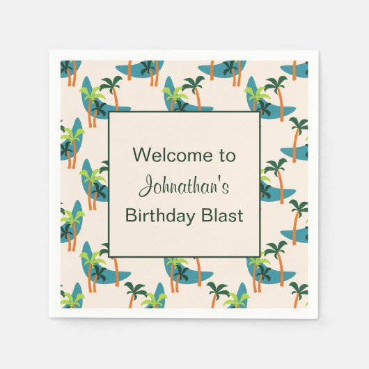 Mid Century Modern Palm Oasis Birthday Servet (Voorkant)