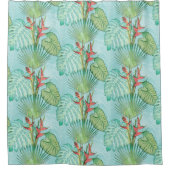 Mid Century Modern Palm Springs Tropisch gebladert Douchegordijn (Voorkant)