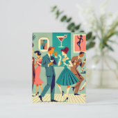 Mid Century Modern Party De Martini Dans Briefkaart (Staand voorkant)