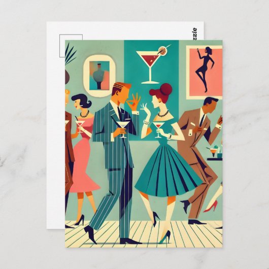 Mid Century Modern Party De Martini Dans Briefkaart (Voorkant / Achterkant)