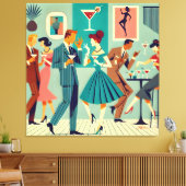 Mid Century Modern Party De Martini Dans Canvas Afdruk (Insitu (Woonkamer))