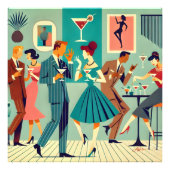 Mid Century Modern Party De Martini Dans Foto Afdruk (Voorkant)