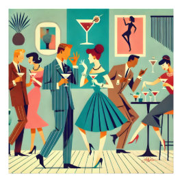 Mid Century Modern Party De Martini Dans Foto Afdruk