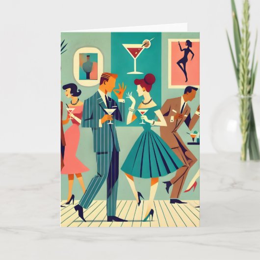 Mid Century Modern Party De Martini Dans Kaart (Voorkant)