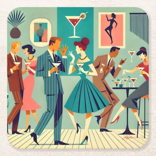 Mid Century Modern Party De Martini Dans Kartonnen Onderzetters (Voorkant)