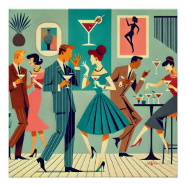 Mid Century Modern Party De Martini Dans Perfect Poster