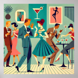 Mid Century Modern Party De Martini Dans Poster