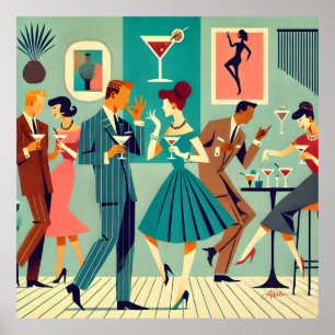 Mid Century Modern Party De Martini Dans Poster