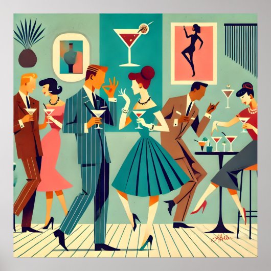 Mid Century Modern Party De Martini Dans Poster (Voorkant)
