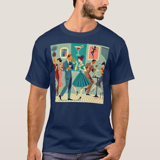 Mid Century Modern Party De Martini Dans T-shirt (Voorkant)